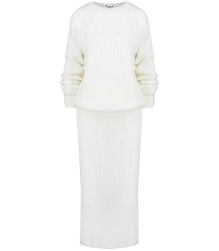 Dzianinowy komplet sweter + spódnica w jednolitym kolorze BELLA unisize