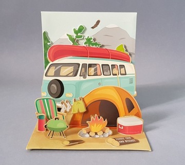 ОТДЫХ КЕМПЕР ПЕНСИОННЫЙ ОТПУСК отличная 3D-открытка