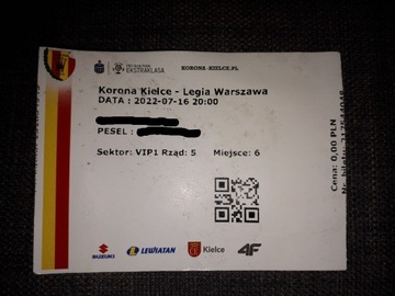 Bilet Korona Kielce - Legia Warszawa 16.07.2022