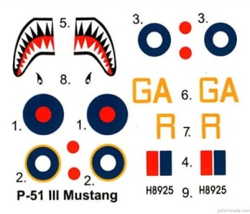 Модель самолета для поклейки MUSTANG P-51 III ГРУНТОВКА, КРАСКА+ЛАК+МОЙКА