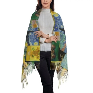 Customized Print Vincent Van Gogh Painting Collage Scarf Women Men Winter F