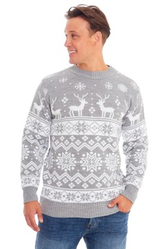 SZARY JASNY MĘSKI NORWESKI ŚWIĄTECZNY SWETER XXL