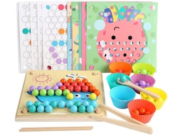 Развивающий пазл Монтессори Мозаика Бусины Деревянные шарики ZA4438