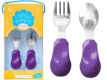 ЭРГОНОМИЧНЫЕ детские столовые приборы, удобные в использовании, фиолетовые NANA'S MANNERS