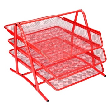 Полка для документов из красной сетки с 3 ящиками Net