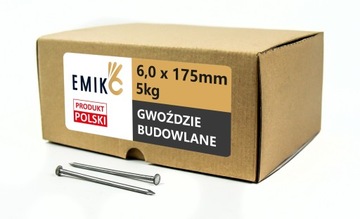 Gwoździe budowlane do drewna 6,0x175mm 7 cali Czarne Gładkie 7