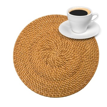 PODKŁADKA MATA STOŁOWA OKRĄGŁA RATTAN 37CM SMOKED