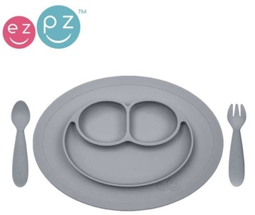 EZPZ Komplet naczyń silikonowych Mini Feeding Set odcienie szarości