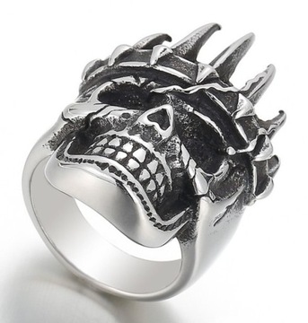 SYGNET MĘSKI SKULL CZASZKA GOTYK STAL 316L ROZ.25