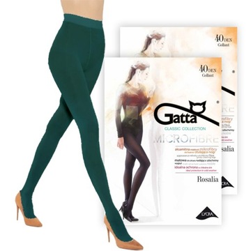 Grube rajstopy Gatta Rosalia 40den bottle green 3M