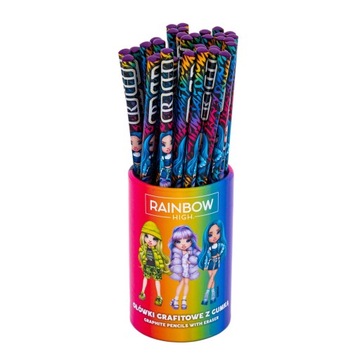 Ołówki grafitowe trójkątne HB z gumką Rainbow High