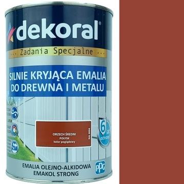 EMAKOL DO DREWNA I METALU ORZECH ŚREDNI POŁYSK 0,9