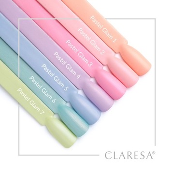CLARESA PASTEL GLAM kolekcja kolorów pastelowych 7x Lakier hybrydowy 5 ml