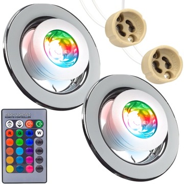 2x RAMKA SUFITOWA ŻARÓWKA SUFITOWA LED RGB PILOT