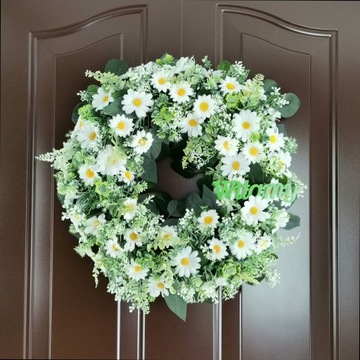 Весенний дверной венок DAISY цветочный 40 см ДОБРО ПОЖАЛОВАТЬ