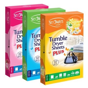 SMART wash Chusteczki Antystatyczne Zmiękczające do suszarek 3 x 32 szt.
