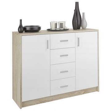 Komoda 4 szuflady 110cm UU-1 MIX SONOMA BIAŁE MOB