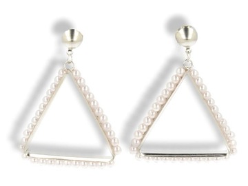 Klipsy do uszu srebrne trójkątne perły