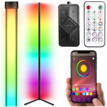 LAMPA STOJĄCA PODŁOGOWA LED NAROŻNIKOWA NAROŻNA APLIKACJA + PILOT 9W RGB
