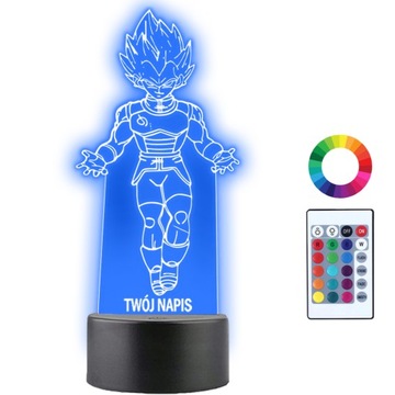 Lampka Nocna 3D Led Vegeta Dragon Ball Grawer Imię