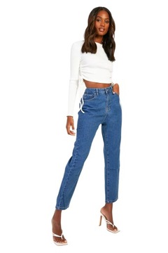 BOOHOO JEANSY SPODNIE JEANSOWE DAMSKIE Z WYSOKIM STANEM MOM JEANS 44