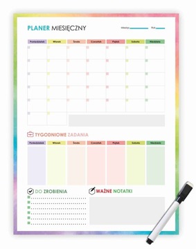 PLANER NA LODÓWKĘ MAGNETYCZNY KALENDARZ MIESIĘCZNY