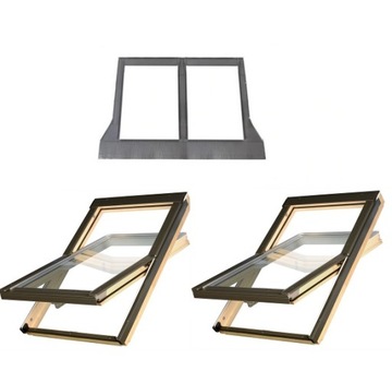 Zestaw 2 okien OptiLight B 78x98 + KOŁNIERZ KOMBI TZ-N2 RAL7022