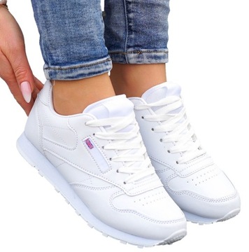 Białe Klasyczne Buty Sportowe Damskie Ze Skóry Rebel 39