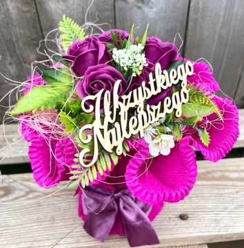 Pachnący Bukiet Mydlany z RĘCZNIKÓW Kwiaty Róże Mydlane Prezent na Urodziny