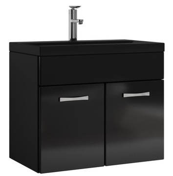 Szafka łazienkowa wisząca Czarny POŁYSK 60x35cm UMYWALKA CZARNY MAT Etna