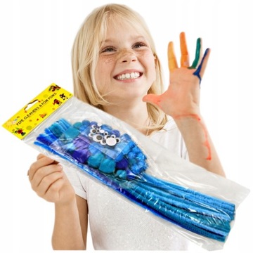 КРЕАТИВНЫЙ НАБОР ИЗ ПРОВОЛОКИ ГЛАЗ, СИНИЕ ПОМПОНЫ