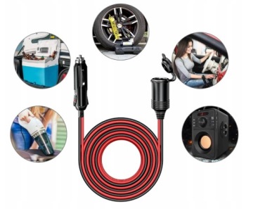 Удлинительный кабель для розетки прикуривателя, длина 4 м, длина 400 см, кабель 15 А, прочный, длинный.