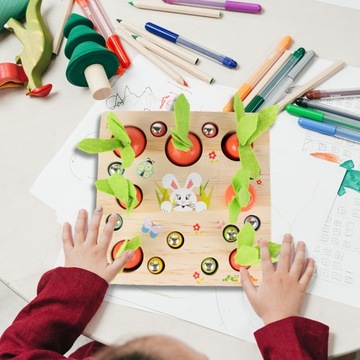 ДЕРЕВЯННАЯ ИГРА «СОБРАЙ МОРКОВЬ» ДЛЯ ДЕТЕЙ