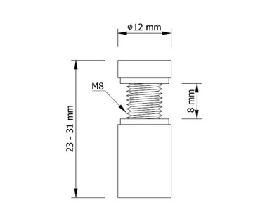 Крепление винта для вывески, расстояние fi12x23 мм.