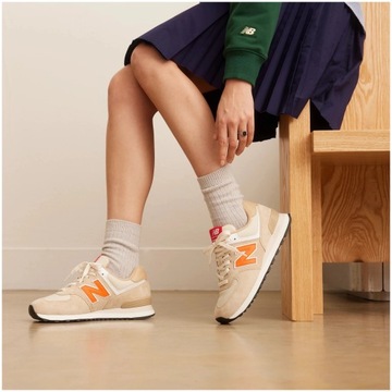 Buty damskie sneakersy sportowe New Balance 574 beżowe skórzane wygodne