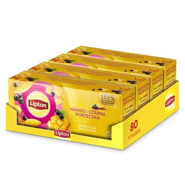 Zestaw Lipton herbatka owocowa ekspresowa Mango Czarna porzeczka 4x20 sztuk