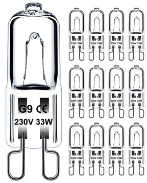 ŻARÓWKA ŻARNIK HALOGEN HALOGENOWA G9 230V 33W 12 szt.