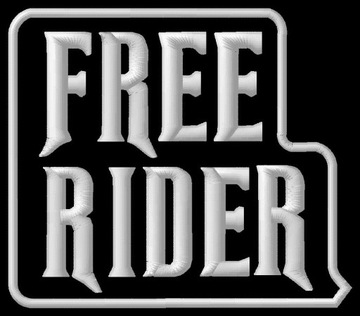 Нашивка Free Rider, вышитая термофольгой.