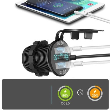 ЗАРЯДНОЕ УСТРОЙСТВО 2x USB QC 3.0 60ВТ В ПРИЖИГАЛЕ