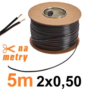 KABEL PRZEWÓD DO LED DWUŻYŁOWY CZARNY 2x0,50 MIEDŹ