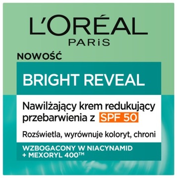 LOREAL Bright Reveal krem nawilżający do twarzy 50SPF na dzień 50ml