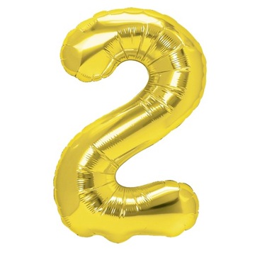 Balon Cyfra 2 Foliowa Złota 100 cm Urodziny