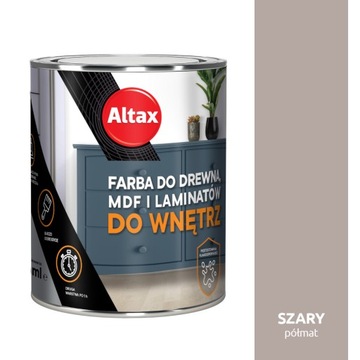 Farba do mebli kuchennych drewna mdf laminatów drzwi SZARY PÓŁMAT 750 ALTAX