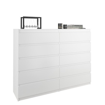 Nowoczesna KOMODA 140CM SZAFKA 10 SZUFLAD BIAŁA PL