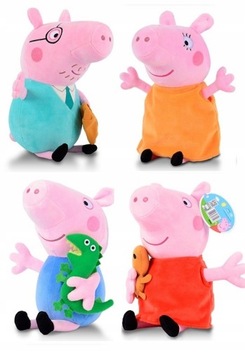 ZESTAW 4x MASKOTKA ŚWINKA PEPA GEORGE MAMA TATA RODZINKA PEPPY 27cm