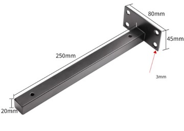 КРОНШТЕЙН ПОЛОЧКИ УГЛОВОЙ КРОНШТЕЙН 25см, ЧЕРНЫЙ
