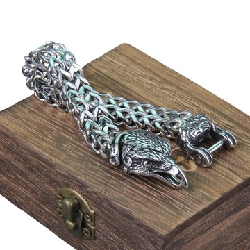 MĘSKA STALOWA BRANSOLETA WIKING VIKING ORZEŁ GRUBA ELEGANCKA