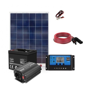 Mini Elektrownia solarna Zestaw Kamper Działka Panel 100W 230V 1000Wh 350W