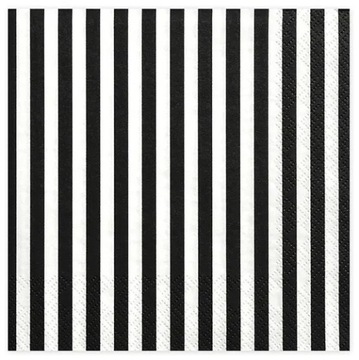 Serwetki trójwarstwowe paski czarne 33x33cm 20 szt