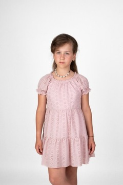 Пыльно-розовое платье из хлопка с вышивкой в ​​стиле БОХО 128 Польша